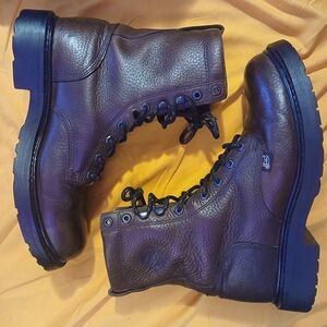 Justin Boots Black Leather Lace-Up Footwear